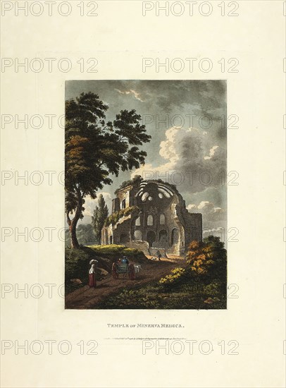 Temple of Minerva Medica, plate twenty-five from the Ruins of Rome, published February 20, 1798, M. Dubourg, (English, active 1786-1838), published by J. Merigot (Italian, Unknown), England, Hand-colored aquatint on paper, 448 × 330 mm (sheet)