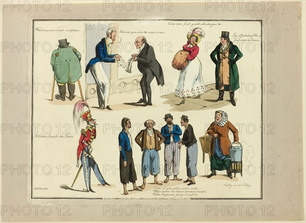 Plate from Illustrations to Popular Songs, 1822, Henry Alken (English, 1785-1851), published by Thomas McLean (English, active 1790-1860), England, Soft ground etching with hand-coloring and aquatint on paper, 200 × 258 mm (image), 215 × 270 mm (plate), 245 × 340 mm (sheet)