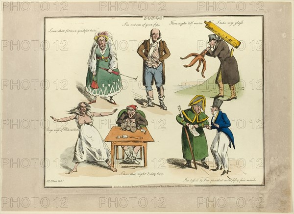 Plate from Illustrations to Popular Songs, 1822, Henry Alken (English, 1785-1851), published by Thomas McLean (English, active 1790-1860), England, Soft ground etching with hand-coloring and aquatint on paper, 198 × 257 mm (image), 215 × 270 mm (plate), 245 × 340 mm (sheet)
