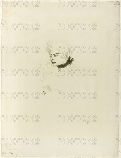 Mademoiselle Pois Vert, 1895, Henri de Toulouse-Lautrec, French, 1864-1901, France, Color lithograph on cream wove paper, 187 × 191 mm (image), 518 × 395 mm (sheet)
