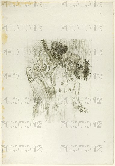 The Arrest of Schlomé Fuss, from Au Pied du Sinaï, 1897, published 1898, Henri de Toulouse-Lautrec, French, 1864-1901, France, Color lithograph on ivory wove paper, 177 × 143 mm (image), 338 × 235 mm (sheet)