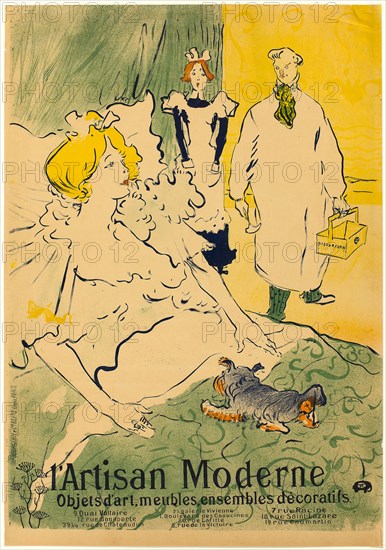 L’Artisan Moderne, 1896, Henri de Toulouse-Lautrec, French, 1864-1901, France, Lithograph poster on tan wove paper, laid down on fabric, 901 × 641 mm (image), 928 × 649 mm (sheet)