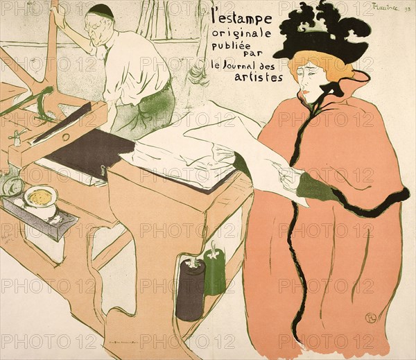 Cover for the first album of L’Estampe originale, 1893, Henri de Toulouse-Lautrec (French, 1864-1901), printed by Imprimerie Edward Ancourt, published by L’Estampe originale (French, 1893-1895), France, Color lithograph on ivory wove paper, 566 × 650 mm (image), 585 × 835 mm (sheet)