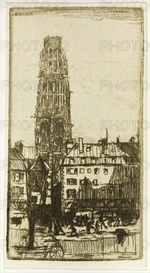 Tour de Beurre, Rouen, 1899, Donald Shaw MacLaughlan, American, born Canada, 1876-1938, United States, Etching in black on cream laid paper, 91 x 50 mm (image/plate), 96 x 52 (sheet)