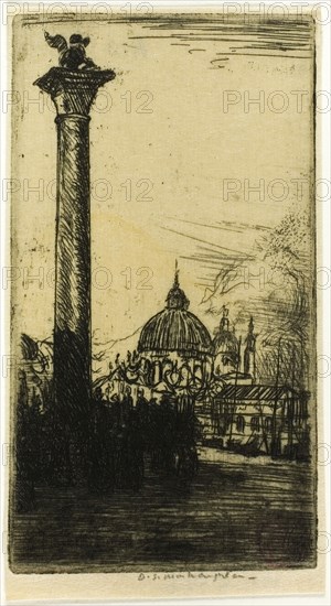 Lion Column, Venice, 1899, Donald Shaw MacLaughlan, American, born Canada, 1876-1938, United States, Etching in black on cream wove paper, 94 x 51 mm (image/plate), 99 x 54 mm (sheet)
