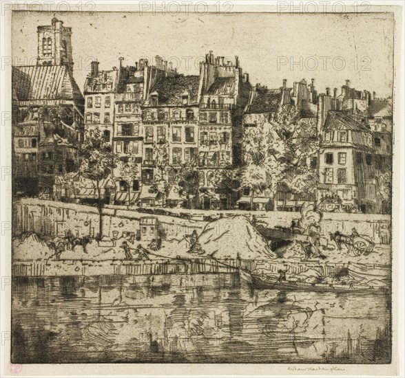 Quai de l’Hotel de Ville, Paris, 1900, Donald Shaw MacLaughlan, American, born Canada, 1876-1938, United States, Etching in black on cream laid paper, 219 x 237 mm (image/plate), 230 x 245 mm (sheet)