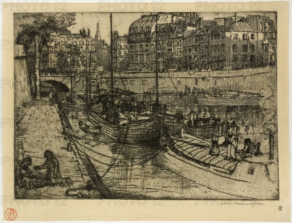 Quai des Grands Augustins, 1900, Donald Shaw MacLaughlan, American, born Canada, 1876-1938, United States, Etching in black on cream laid paper, 131 x 184 mm (image/plate), 153 x 199 mm (sheet)