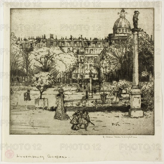 Luxembourg Gardens, Paris, 1900, Donald Shaw MacLaughlan, American, born Canada, 1876-1938, United States, Etching in black on cream wove paper, 129 x 147 mm (image/plate), 163 x 163 mm (sheet)