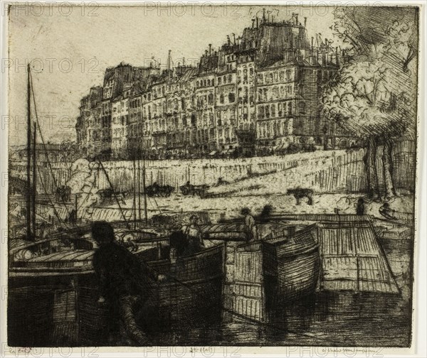 La Cité, Paris, 1900, Donald Shaw MacLaughlan, American, born Canada, 1876-1938, United States, Etching in black on cream wove paper, 140 x 168 mm (image), 144 x 169 mm (sheet)