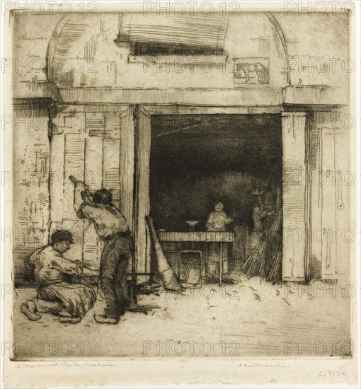 The Coppersmiths, 1900, Donald Shaw MacLaughlan, American, born Canada, 1876-1938, United States, Etching in black on cream laid paper, 221 x 217 mm (image), 225 x 220 mm (plate), 244 x 227 mm (sheet)