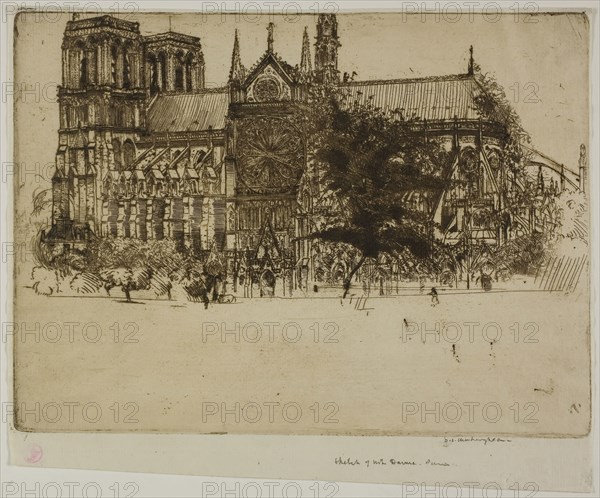 Notre Dame, Paris, 1900, Donald Shaw MacLaughlan, American, born Canada, 1876-1938, United States, Etching in black on cream laid paper, 186 x 254 mm (image/plate), 212 x 257 mm (sheet)