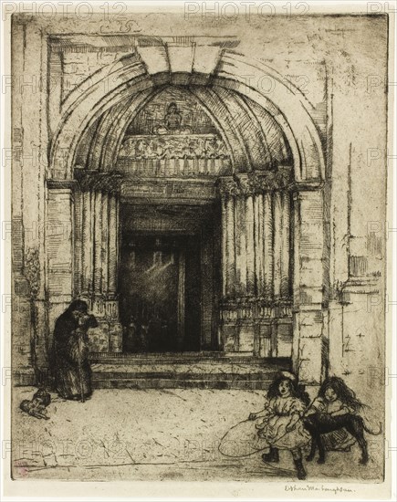 Portal of St. Germain-des-Prés, 1900, Donald Shaw MacLaughlan, American, born Canada, 1876-1938, United States, Etching in black on cream laid paper, 246 x 198 mm (image/plate), 259 x 205 mm (sheet)