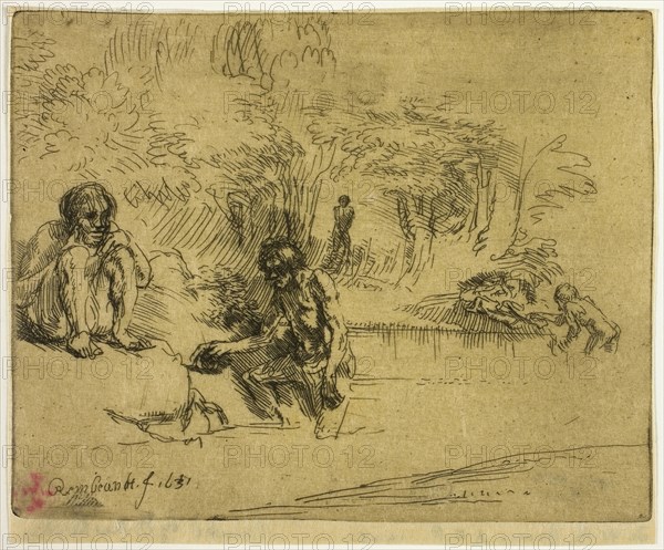 The Bathers, 1651, printed 1906, Rembrandt van Rijn (Dutch, 1606-1669), printed by Donald Shaw MacLaughlan (American, born Canada, 1876-1938), United States, Etching in black on cream wove paper, 111 x 138 mm (image/plate), 116 x 140 mm (sheet)
