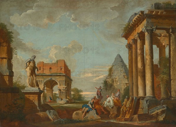 Classical Landscape, c.1750, Italian, 18th century, Italy, Oil on canvas, 81.3 x 112.4 cm (32 x 44 1/4 in.)