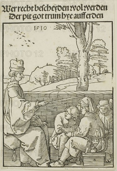 The School Teacher, 1510, Albrecht Dürer, German, 1471-1528, Germany, Woodcut in black on ivory laid paper, 128 × 97 mm (image), 148 × 102 mm (sheet)