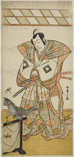 The Actor Ichikawa Danjuro V as Ashikaga Takauji in the Play Kaeribana Eiyu Taiheiki, Performed at the Nakamura Theater in the Eleventh Month, 1779, c. 1779, Katsukawa Shunsho ?? ??, Japanese, 1726-1792, Japan, Color woodblock print, hosoban, 32.9 x 15.1 cm (12 15/16 x 5 15/16 in.)