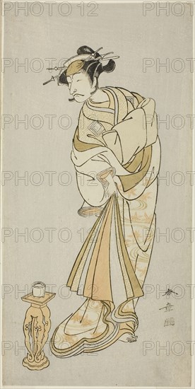 The Actor Ichikawa Danjuro V as the Spirit of Monk Seigen in the Shosagoto Dance Sequence Sono Utsushi-e Matsu ni Kaede (A Shadow-Picture of Pine and Maple), the Last Scene of Part Two of the Play Keisei Momiji no Uchikake (Courtesan in an Over-Kimono of Maple Leaf Pattern), Performed at the Morita Theater from the Ninth Day of the Ninth Month, 1772, c. 1772, Katsukawa Shunsho ?? ??, Japanese, 1726-1792, Japan, Color woodblock print, hosoban, right sheet of diptych, 29.1 x 14.4 cm (11 7/16 x 5 11/16 in.)