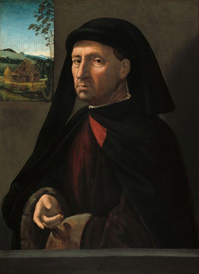 Portrait of a Gentleman, c. 1505, Ridolfo Ghirlandaio, Italian, 1483-1561, Italy, Oil, probably with some tempera, on panel, transferred to canvas, 68.2 × 49.2 cm (26 11/16 × 19 3/8 in.)
