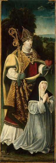 Saint Augustine and an Augustinian Canoness, 1525/50, North Netherlandish, Holland, Oil on panel, 65.3 x 22.7 cm (25 11/16 x 8 15/16 in.)
