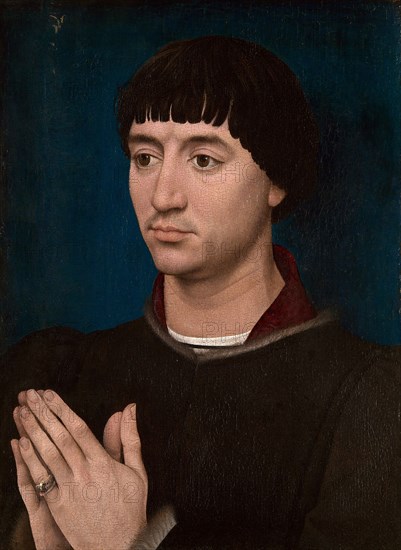 Portrait of Jean Gros, 1460/64, Rogier van der Weyden and Workshop, Netherlandish, c. 1399–1464, Flanders, Oil on panel, 15 3/16 × 11 3/8 in. (38.5 × 28.8 cm), painted surface: 14 3/8 × 10 5/8 in. (36.5 × 27 cm), reverse: 15 3/8 × 11 3/8 in. (39 × 28.8 cm), reverse painted surface: 14 1/2 × 10 1/2 in. (36.8 × 26.7 cm)