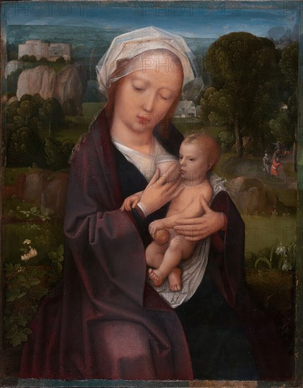 Virgin and Child, 1515/25, Workshop of Adriaen Isenbrant, Netherlandish, active from 1510, died before July 21, 1551, Belgium, Oil on panel, 40.4 × 31.6 cm (15 7/8 × 12 7/16 in.), painted surface: 38.7 × 30.5 cm (15 1/4 × 12 in.)