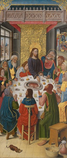 Panels from the High Altar of the Charterhouse of Saint-Honoré, Thuison-les-Abbeville: The Last Supper, 1490/1500, French (Picardy), France, Oil on panel, Panel: 117.2 × 50.9 cm (46 1/8 × 20 in.), Painted Surface: 115.6 × 49.7 cm (45 1/2 × 19 9/16 in.)