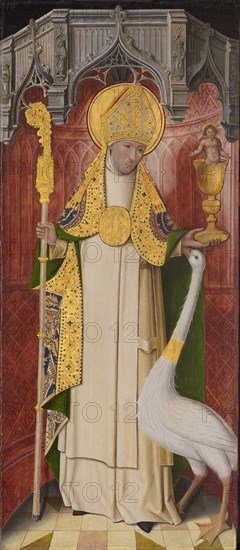 Altarpiece from Thuison-les-Abbeville: Saint Hugh of Lincoln, 1490/1500, French (Picardy), France, Oil on panel, Panel: 117 × 50.7 cm (46 1/16 × 19 15/16 in.), Painted Surface: 115.5 × 49.6 cm (45 1/2 × 19 9/16 in.)
