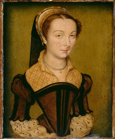 Portrait of Louise de Halluin, dame de Cipierre, c. 1555, Corneille de Lyon, French, 1500/10–1575, France, Oil on panel, 21.4 × 17.8 cm (8 7/16 × 7 in.), painted surface: 20.5 × 16.5 cm (8 1/16 × 6 1/2 in.)