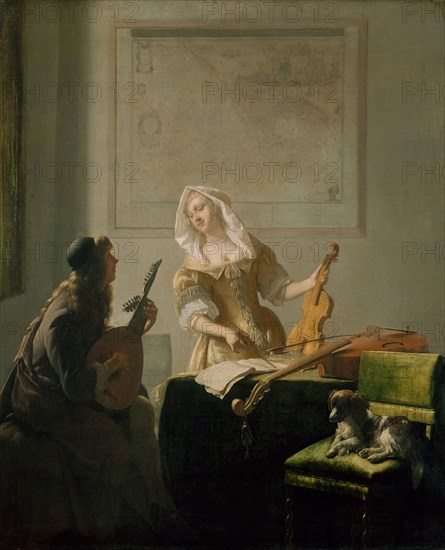 The Music Lesson, 1671, Jacob Ochtervelt, Dutch, 1634-1682, Holland, Oil on canvas, 80.2 × 65.5 cm (31 × 25 3/16 in.)