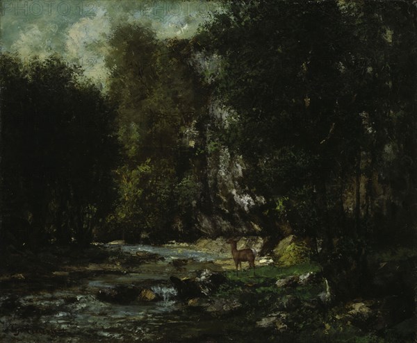 The Brook of Les Puits-Noir, c. 1855, Gustave Courbet, French, 1819-1877, France, Oil on canvas, 46.5 × 55.7 cm (18 1/4 × 21 7/8 in.)