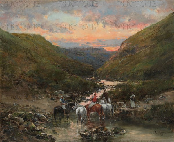 Ravine Near Biskra, 1890/1900, Victor Pierre Huguet, French, 1835-1902, France, Oil on canvas, 14 7/8 × 18 1/8 in. (37.8× 46.2 cm)
