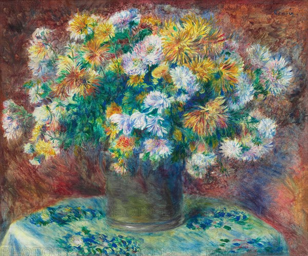 Chrysanthemums, 1881/82, Pierre-Auguste Renoir, French, 1841-1919, France, Oil on canvas, 54.8 × 65.8 cm (21 5/8 × 25 7/8 in.)