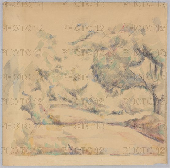 Road in Provence, c. 1885, Paul Cézanne, French, 1839-1906, France, Watercolor and graphite on tan wove paper, 502 × 504 mm