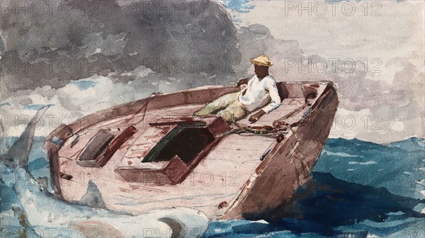 The Gulf Stream, probably 1899, dated by the artist 1889, Winslow Homer, American, 1836-1910, United States, Transparent watercolor, with touches of opaque watercolor and traces of blotting, over graphite, on moderately thick, moderately textured, ivory wove paper (lower edge trimmed), 288 x 509 mm