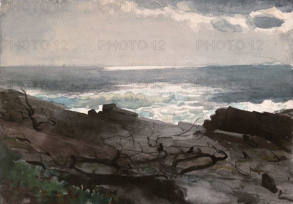 Sunshine and Shadow, Prout’s Neck, 1894, Winslow Homer, American, 1836-1910, United States, Watercolor, with rewetting and blotting, over graphite, on thick, rough-textured, ivory wove paper, 385 x 546 mm