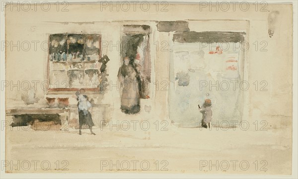 Chelsea Shop, 1897/1900, James McNeill Whistler, American, 1834-1903, United States, Watercolor with touches of opaque watercolor on cream wove paper, 126 x 210 mm