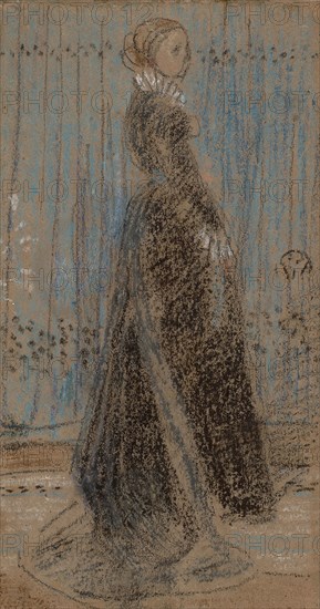 Study for Arrangement in Black, No. 2: Portrait of Mrs. Huth (recto), Study (verso), c. 1872, James McNeill Whistler, American, 1834-1903, United States, Pastel (recto), and black chalk with touches of pink and white pastel (verso), on brown wove paper, 229 x 123 mm