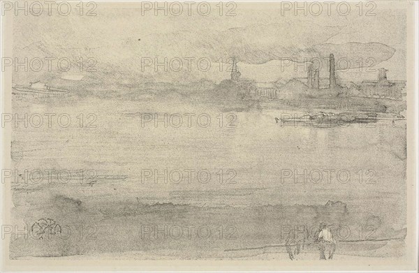 Early Morning, 1878, James McNeill Whistler, American, 1834-1903, United States, Lithotint with scraping, on a prepared half-tint ground, in black ink on cream wove paper, 165 x 259 mm (image), 177 x 270 mm (sheet)
