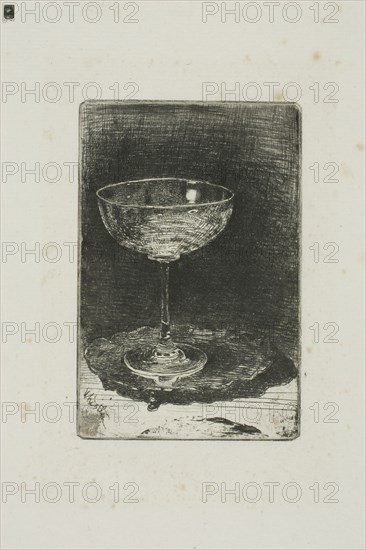 The Wine Glass, 1859, James McNeill Whistler, American, 1834-1903, United States, Etching with foul biting in black ink on ivory laid paper, 83 x 55 mm (plate), 186 x 160 mm (sheet)