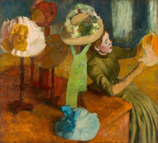 The Millinery Shop, 1879/86, Edgar Degas, French, 1834-1917, France, Oil on canvas, 100 × 110.7 cm (39 3/8 × 43 9/16 in. )