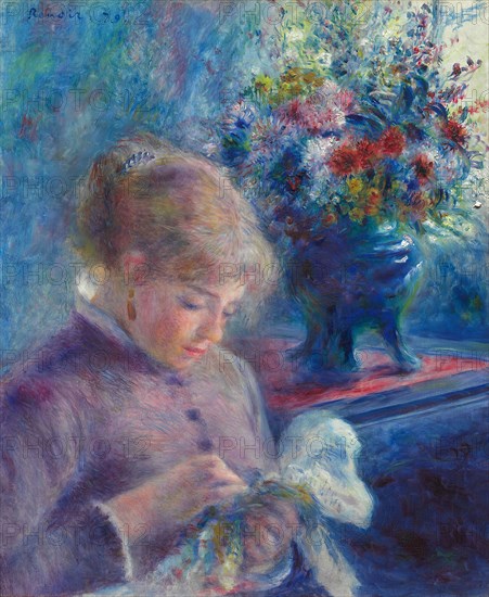 Young Woman Sewing, 1879, Pierre-Auguste Renoir, French, 1841-1919, France, Oil on canvas, 61.4 × 50.5 cm (24 3/16 × 19 7/8 in.)