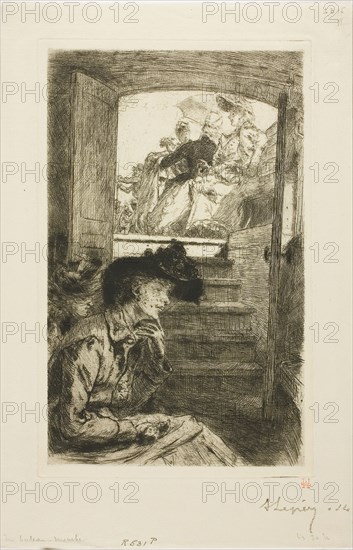 In the Bateau-Mouche, 1890, Louis Auguste Lepère, French, 1849-1918, France, Etching with drypoint on cream laid paper, 201 × 129 mm (image), 222 × 139 mm (plate), 274 × 179 mm (sheet)