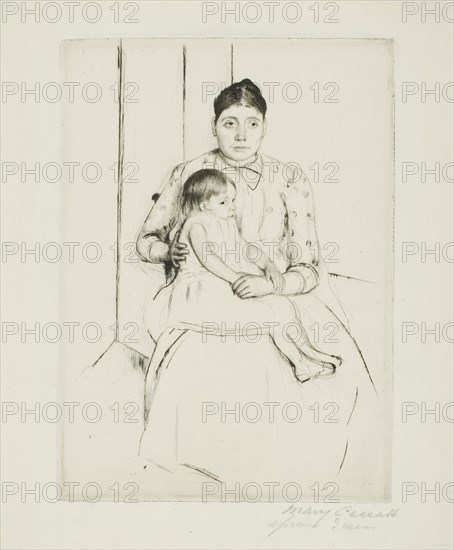 Repose, 1890, Mary Cassatt, American, 1844-1926, United States, Etching on ivory laid paper, 231 x 168 mm (image/plate), 307 x 239 mm (sheet)