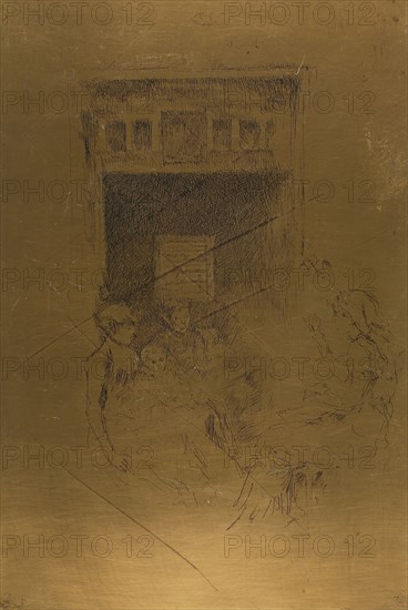 Bead Stringers, 1880, James McNeill Whistler, American, 1834-1903, United States, Cancelled copper plate, 229 x 154 mm