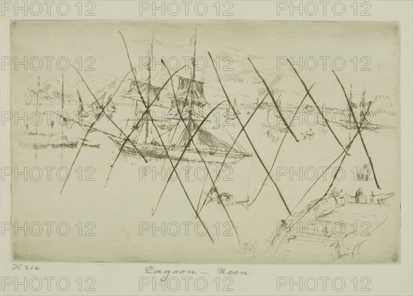 Lagoon, Noon, 1879/80, James McNeill Whistler, American, 1834-1903, United States, Etching and drypoint, with drypoint cancellation, in black ink on ivory laid paper, 136 x 201 mm (plate), 170 x 227 mm (sheet)