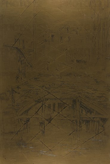Ponte del Piovan, 1879/80, James McNeill Whistler, American, 1834-1903, United States, Cancelled copper plate, 229 x 154 mm