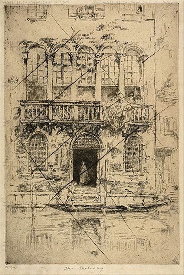 The Balcony, 1879/80, James McNeill Whistler, American, 1834-1903, United States, Etching and drypoint with foul biting, with drypoint cancellation, in black ink on ivory laid paper, 294 x 198 mm (plate), 315 x 213 mm (sheet)