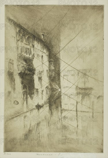 Nocturne: Palaces, 1879/80, James McNeill Whistler, American, 1834-1903, United States, Etching and drypoint with foul biting, with drypoint cancellation, in dark brown ink on ivory laid paper, 293 x 197 mm (plate), 323 x 221 mm (sheet), Man’s Shoulder Bag, Mid–/late 19th century, Potawatomie, Western Great Lakes, central Woodlands, United States, Great Lakes, Cotton cloth, glass beads, and velvet, 99.1 x 45.7 x 2.5 cm (39 x 18 x 1 in.)