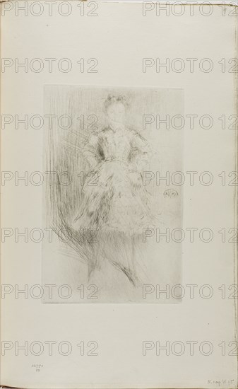 Elinor Leyland, 1874, James McNeill Whistler, American, 1834-1903, United States, Drypoint, with scraped cancellation, in black ink on ivory laid paper, 214 x 140 mm (plate), 382 x 240 mm (sheet, sight, bound)