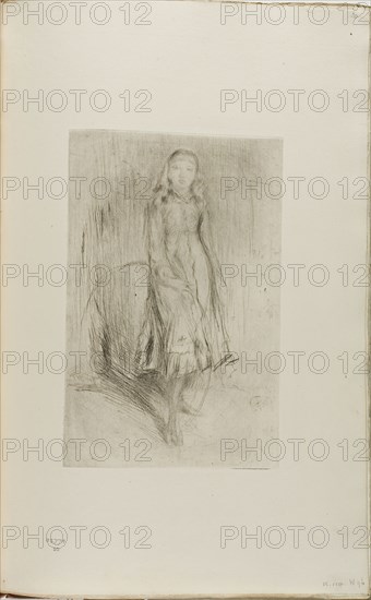 Florence Leyland, 1874, James McNeill Whistler, American, 1834-1903, United States, Drypoint with foul biting in black ink on ivory laid paper, 212 x 138 mm (plate), 378 x 249 mm (sheet, sight, bound)